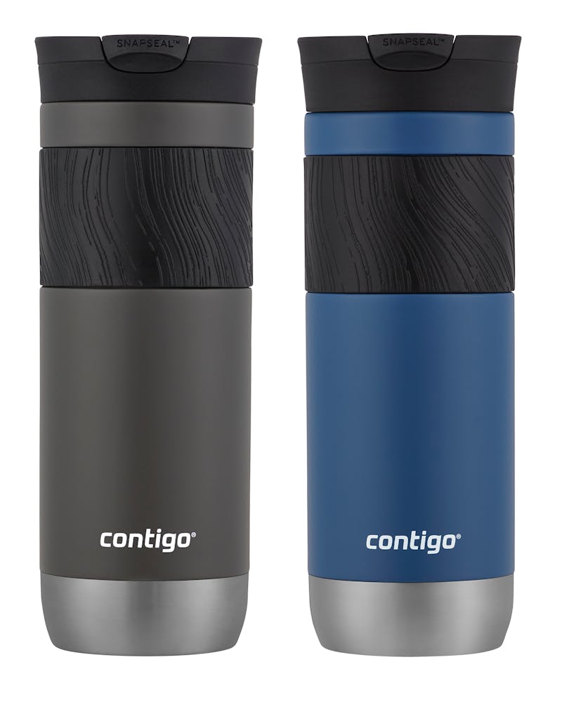 Contigo® SNAPSEAL™ Insulated Stainless Steel Travel Mug with Grip, 20oz., Blue Corn Transparent Satin & Midnight Berry HWdR