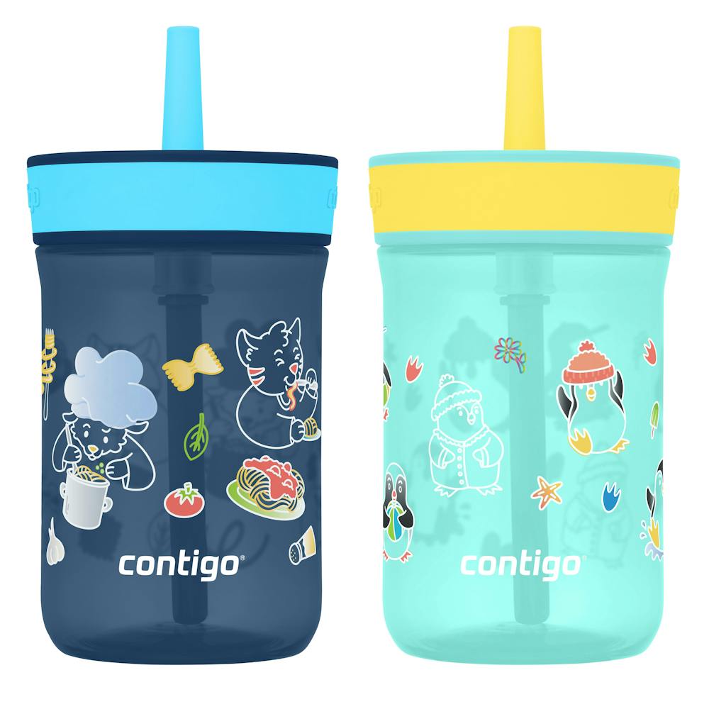 Contigo® Kids’ Leighton Straw Tumbler with Spill-Proof Leak-Proof Lid, 14oz 79Al