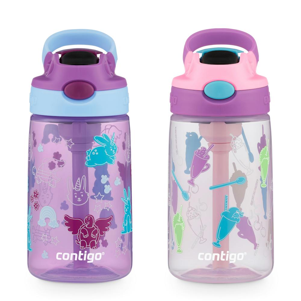 Contigo® Kids Water Bottle with Redesigned AUTOSPOUT® Straw, 14 oz, 2 pack w3Dj